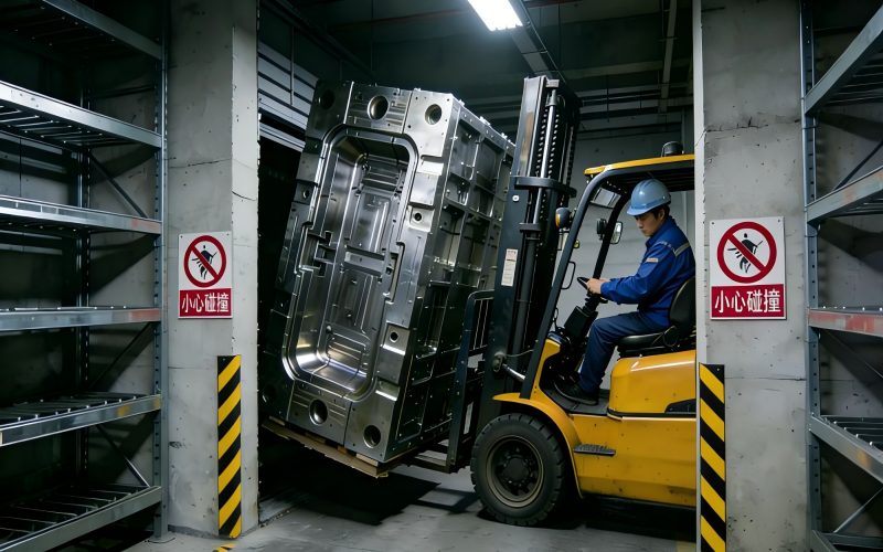 forklift in a narrow space