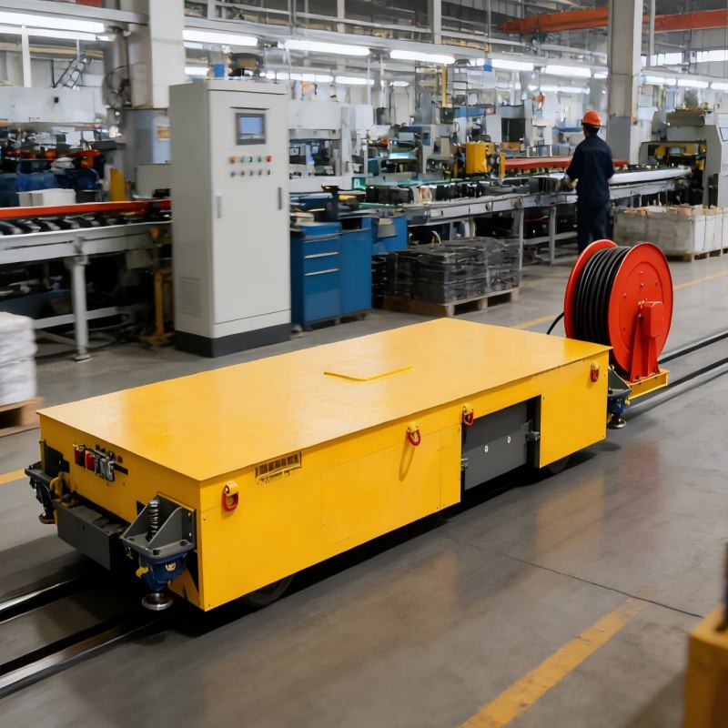 cable powered rail transfer cart